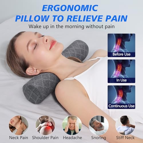 Memory Foam Neck Roll Pillow - Ergonomic Cervical Support for Sleep