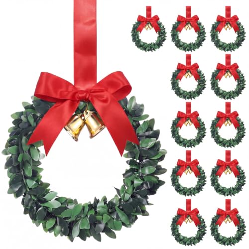 Syhood 12pcs 16-Inch Red Silk Christmas Wreath Bows for Windows & Cabinets