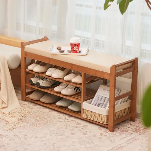 4-in-1 Hall Tree with Shoe Bench and Coat Rack, Entryway Storage Organizer