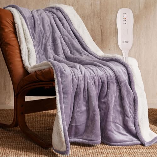 Electric Heated Blanket 50"x60" with 5 Heat Levels - Purple