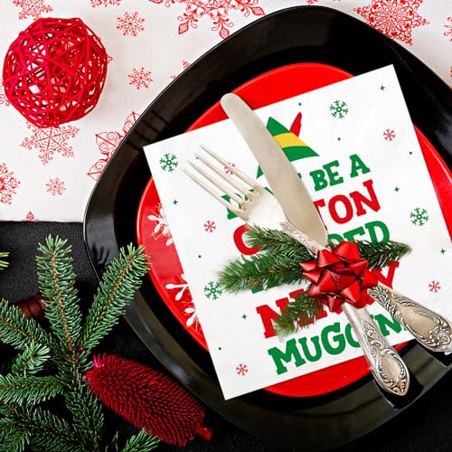 Elf Christmas Cocktail Napkins, 50 Pack - Buddy The Elf Funny Napkins (Variation: Muggins) - 5x5in