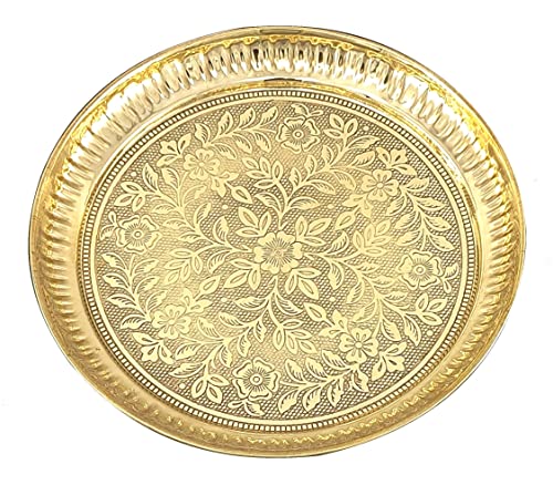 10-Inch Handcrafted Brass Puja Thali Set for Worship and Ceremonies