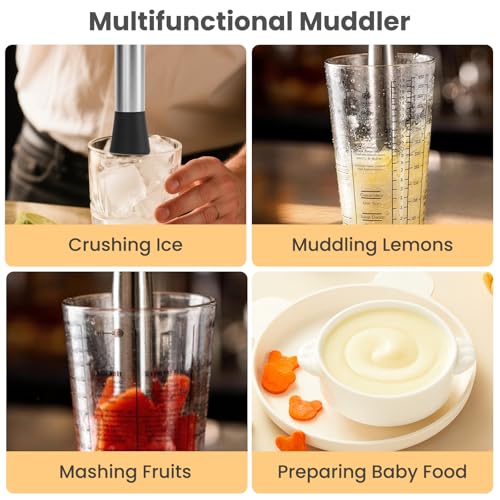 8-Inch Stainless Steel Cocktail Muddler Set with Bar Spoons for Drinks