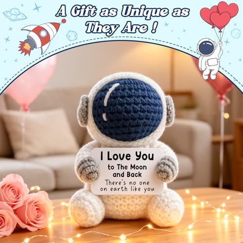 Handmade Crochet Astronaut Figurine Romantic Anniversary Gift for Couples