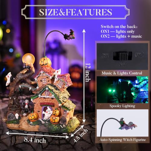 Lighted Halloween Haunted House Decoration with Music and LED Lights