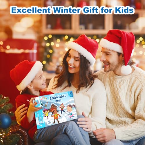 100 Pcs Soft Fake Snowballs Fight Set with Drawstring Storage Bag