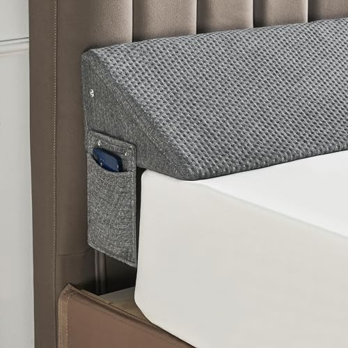 Queen Bed Wedge Pillow - High-Density Foam Gap Filler (60"x6"x10") - Grey