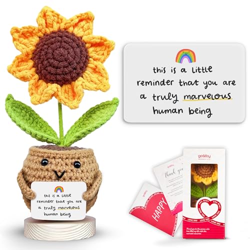 Handmade Crochet Sunflower Emotional Support Gift with Message Card