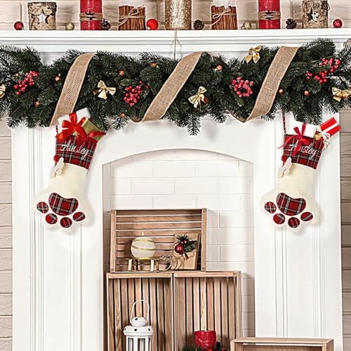Personalized Christmas Stocking with Custom Name - Red Stocking for Fireplace, One Size