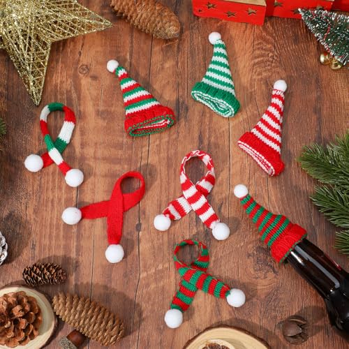 Mini Knit Hats and Scarves Set - Festive Christmas DIY Craft Accessories