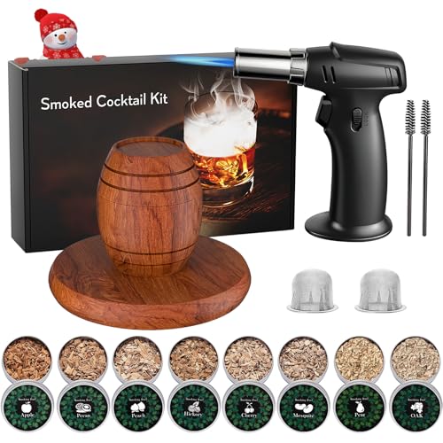 Yecuip Brown Whiskey Smoker Kit with Torch - Rustic Gift for Men & Dad