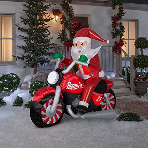 Gemmy 5.5 ft Christmas Airblown Luxe Santa on Motorcycle Inflatable