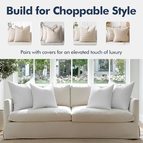MIULEE 20x20 Feather Down Throw Pillow Inserts (Set of 2) - Cotton Cover