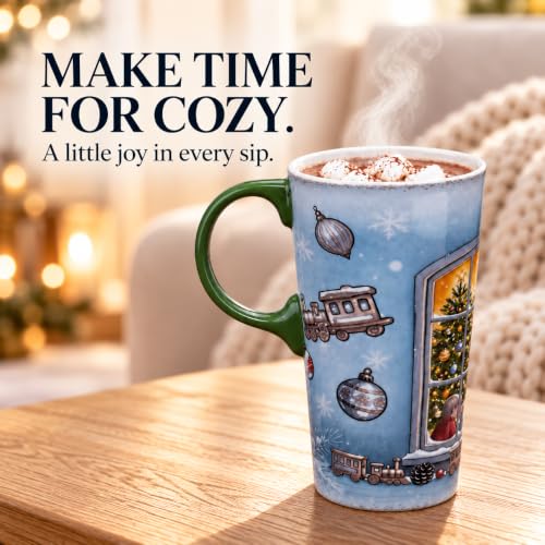 Topadorn 17oz Christmas Travel Mug with Lid - Winter Window Design (Gift Box)