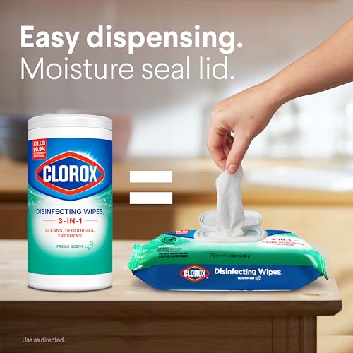 Clorox Disinfecting Wipes, Fresh Scent, 75 Count (3 Pack)