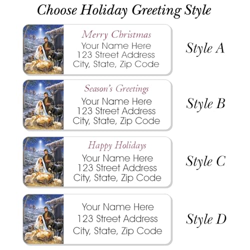 Personalized Christmas Return Address Labels, 60 ct — 3/4 x 2-1/4 in, Easy Peel & Stick