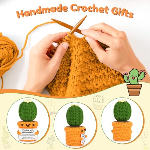 Handmade Crochet Cactus Farewell Gift for Coworker Leaving Present