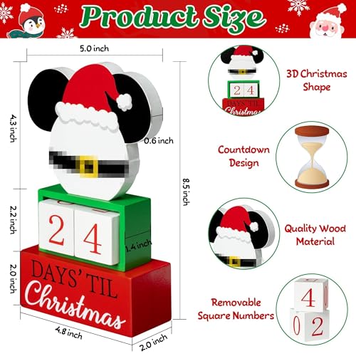 Christmas Countdown Mouse Block Set - Wooden Advent Calendar for Holiday Decor
