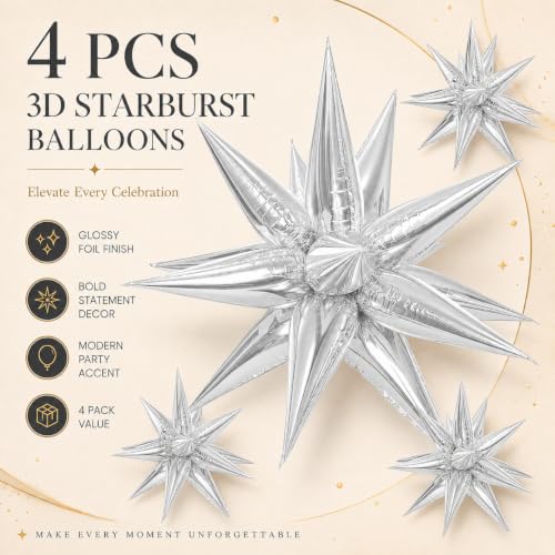 Duwieo Silver Star Balloons Decorations 48pcs Party Balloon Kit for Birthday Wedding Christmas New Year