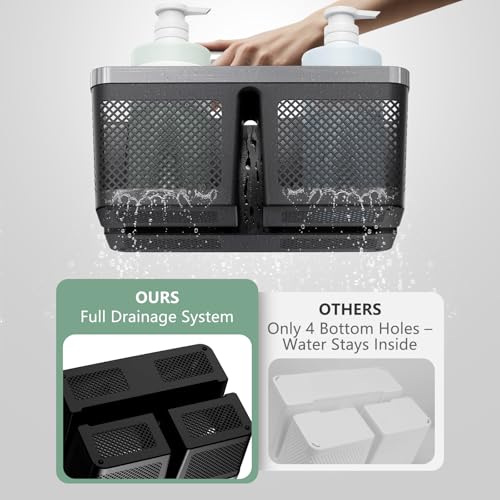 Black Plastic Shower Caddy Portable Bathroom Organizer Tote with Handle