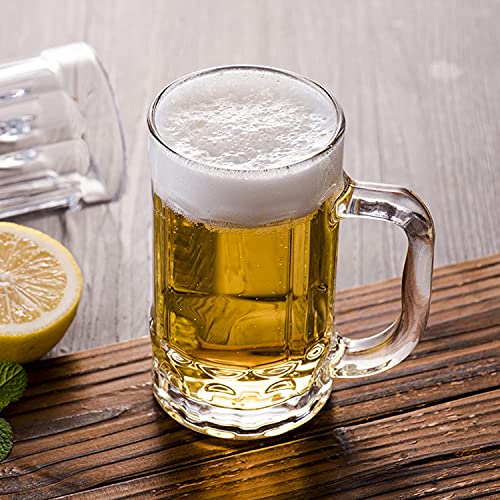 4-Pack Heavy Beer Mugs, 14 oz Large Glass Steins with Handle