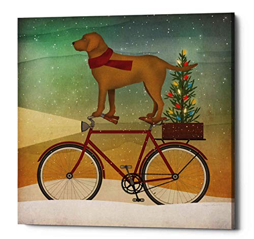 Epic Graffiti Yellow Lab on Bike Christmas Canvas Wall Art 26x26 by Ryan Fowler