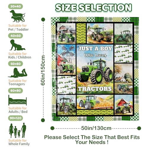 Just a Boy Who Loves Tractors Blanket for Teens - 50x60 inch Gift