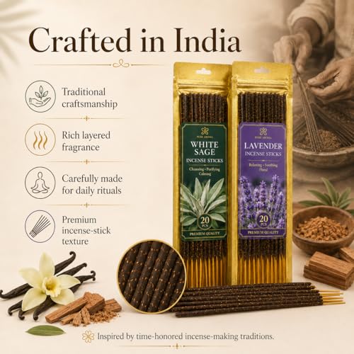 Natural Incense Sticks Set - 80 Pack of 4 Scents for Meditation and Yoga