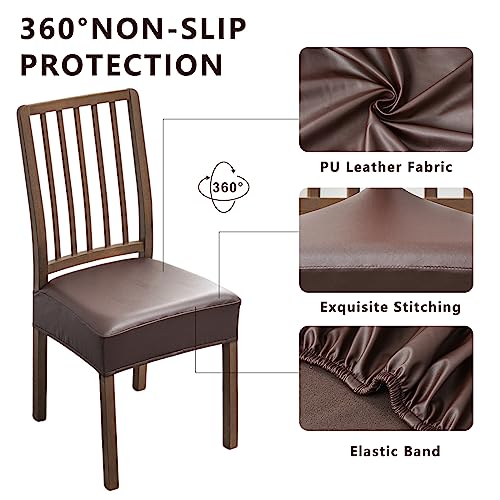 Waterproof Dining Chair Seat Covers, 4 Pack Faux Leather, 17.7"