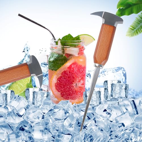 Long Stainless Steel Ice Pick with Wood Handle - Bar & Kitchen Ice Breaking Tool