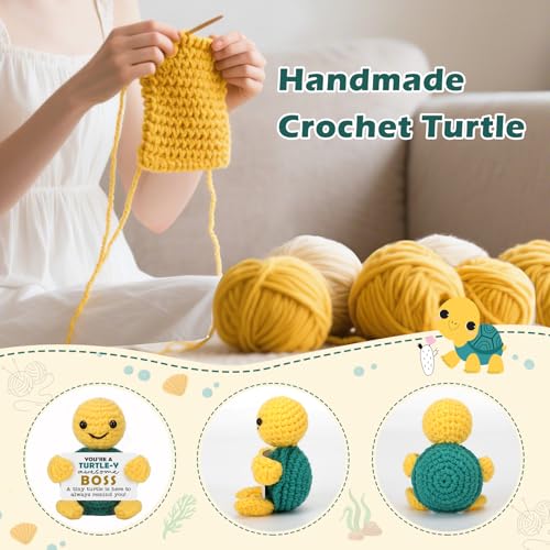 Handmade Crochet Turtle Boss Gift - Cute Desk Decor for Office Appreciation