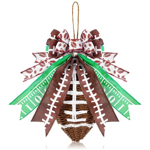 Lyrow Rattan Football Wreath Decor 9.84-inch Front Door Hanging Craft