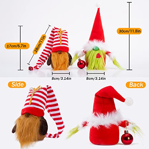 Christmas Gnome Decorations 2-Pack Handmade Scandinavian Plush Ornaments