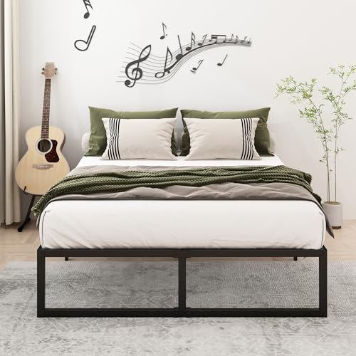 Queen Size Metal Platform Bed Frame, Heavy Duty Steel Slat Support