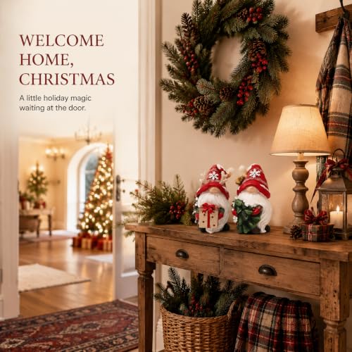 Hodao Red Gnome Figurines Set of 2 – Christmas Indoor Holiday Decor