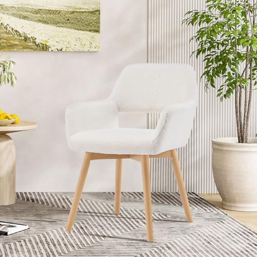 Mid-Century Modern Upholstered Accent Chair with Solid Wood Legs