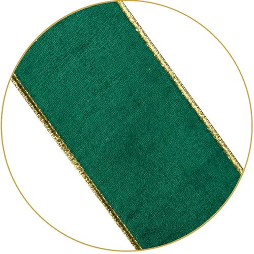 Green Velvet Christmas Tree Topper Bow with Long Tails - 48x13 Inch