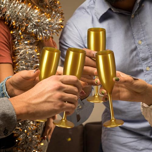 XUWAIDSGN Gold 24-count 5.4 oz Unbreakable Acrylic Champagne Flutes – Mimosa / Toasting Glasses