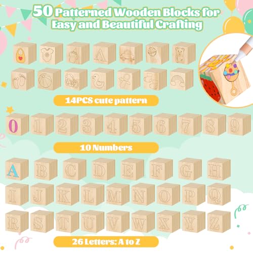 Baby Shower Guestbook Block Game Set with 50 Wooden Blocks & Markers