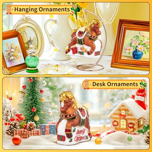Horse Glass Ornament Christmas Tree Decoration - Hand-Blown 3.11 in Gold Mane
