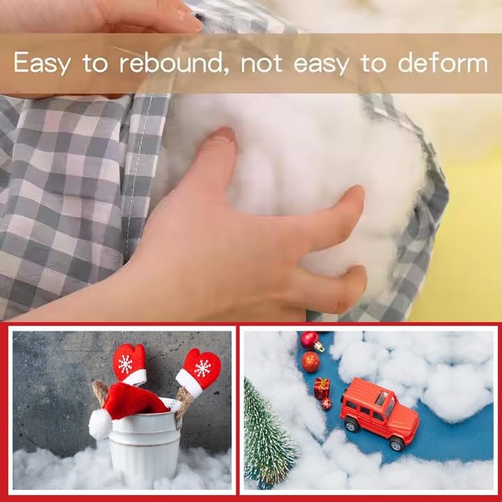 Skiennix Christmas Fake Snow Decoration - 7.05 Oz Fluffy Artificial Snow Cotton for Indoor Decor | Flame Resistant Winter Blanket