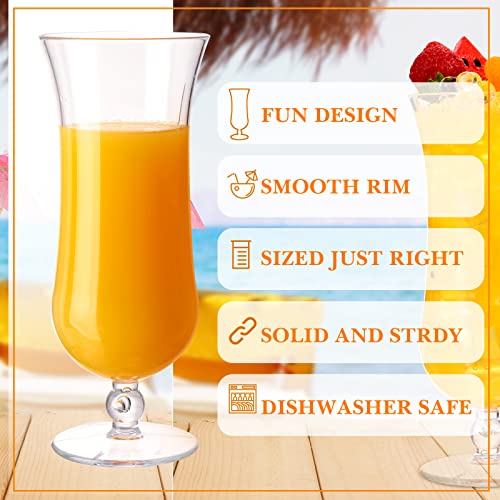 48 Pack Plastic Hurricane Glasses 15 oz for Cocktails & Tropical Drinks