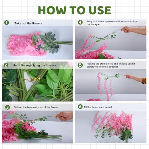 Purple Wisteria Hanging Flowers - 12 Pack Artificial Vines for Decor