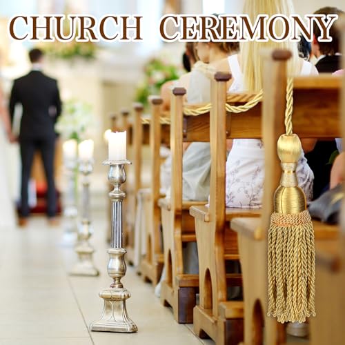2-Pack 20ft Gold Weighted Church Pew Reservation Ropes with Tassels