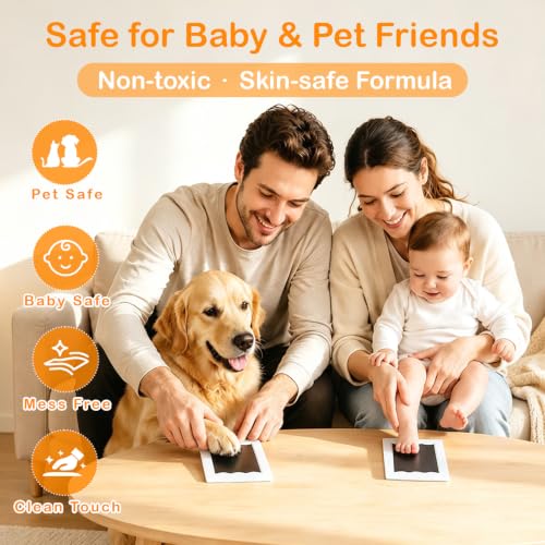 Inkless Paw Print Kit for Pets & Babies - 6 Mess-Free Ink Pads & 12 Cards