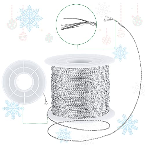 Metallic Cord Tinsel Rope 1mm for Gift Wrapping and DIY Crafts (440 Yards)
