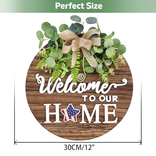 Interchangeable Seasonal Welcome Sign - 12-Inch Round Wooden Front Door Decor