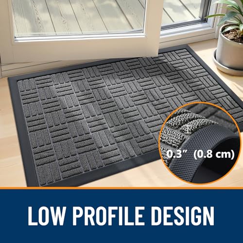 Heavy-Duty Front Door Mat, 29.5x17 Inch Non-Slip Low-Profile Entryway Mat
