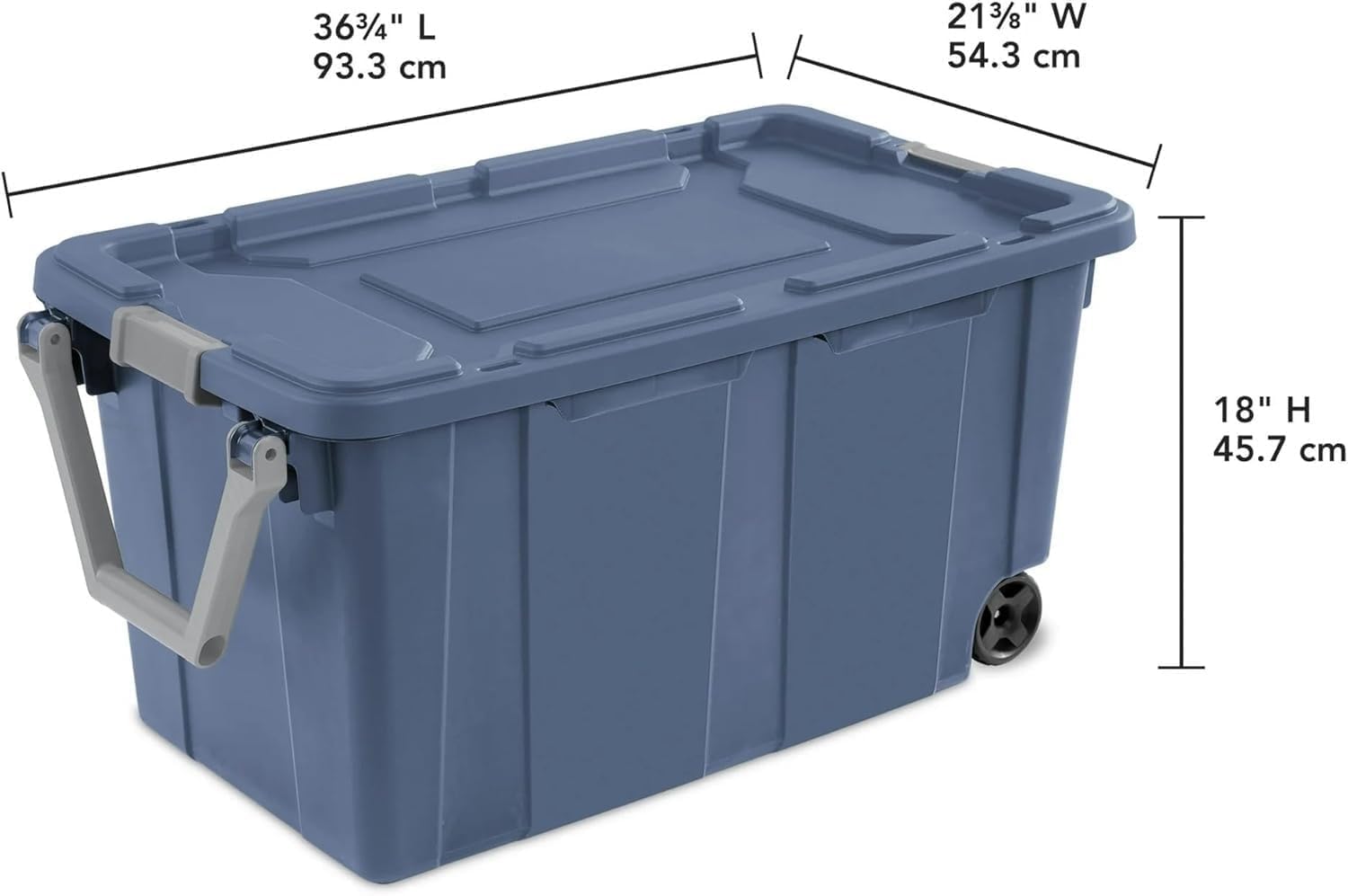 Skiennix 40 Gallon Rolling Storage Bin - Tough Stackable Tote with Lids | Blue Moonlight 2-Pack