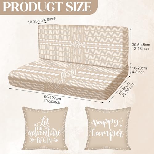 RV Dinette Cushion Covers Set - 6 Pcs Stretch Washable with Boho Design